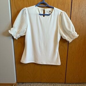 Ever New White Textured Puff Sleeve Blouse